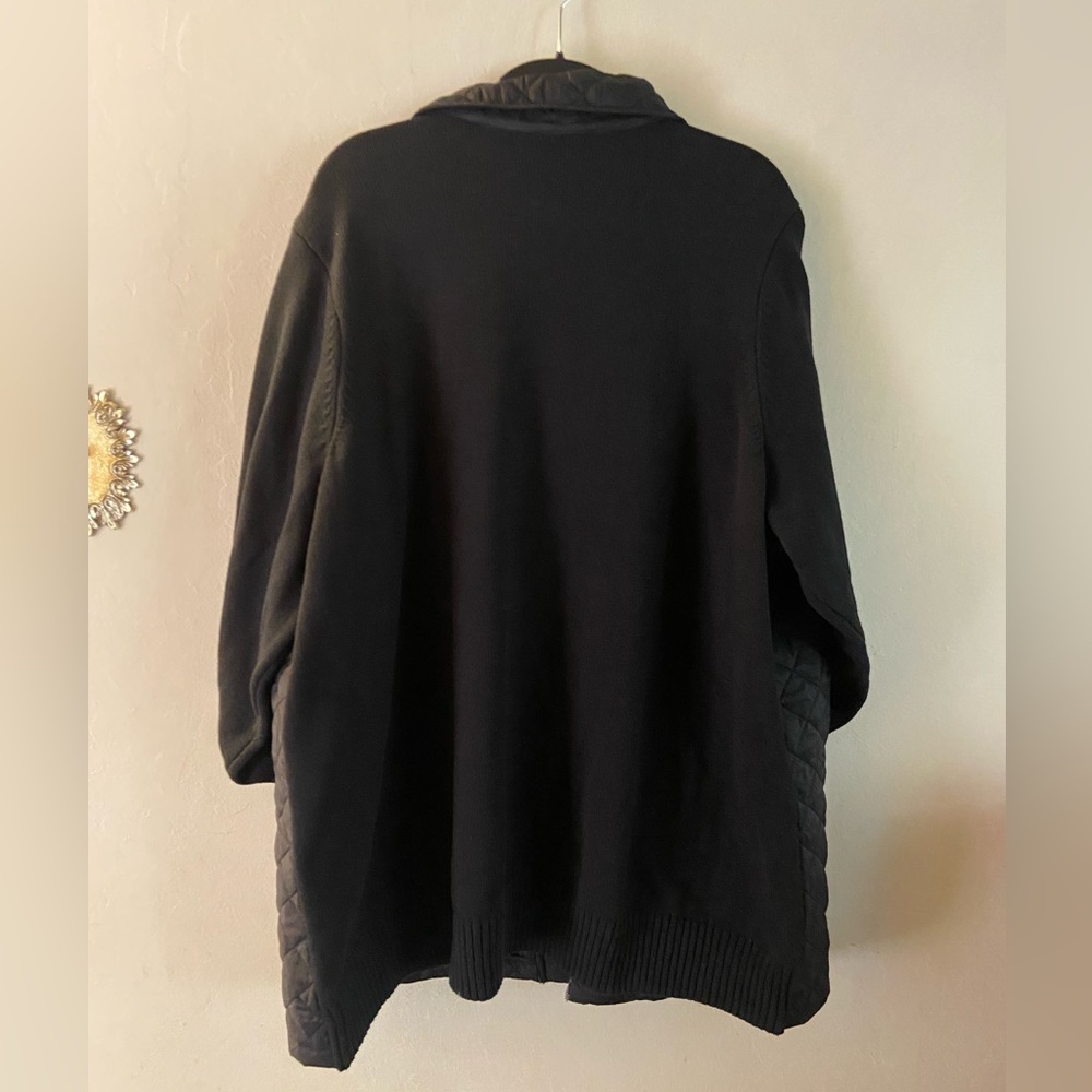 Black Quilted Front Sweater Jacket - Picture 4 of 6